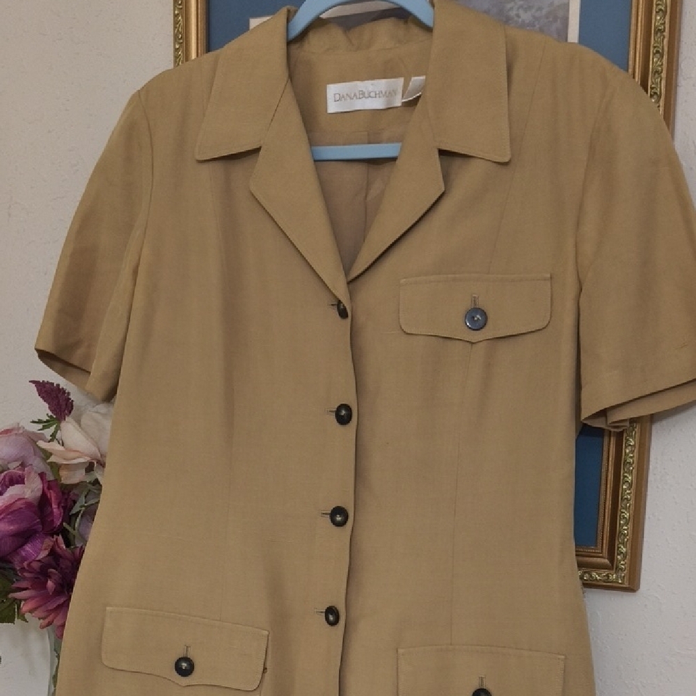 Dana Buchman Beige Short Sleeve Jacket - Picture 7 of 10